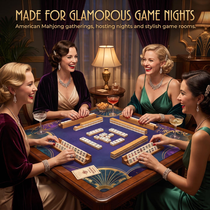 Purple & Gold Art Deco Mahjong Mat, Geometric Sunburst Table Cover, Rollable Non-Slip, Mahjong Hostess Gift, Old Hollywood Game Night