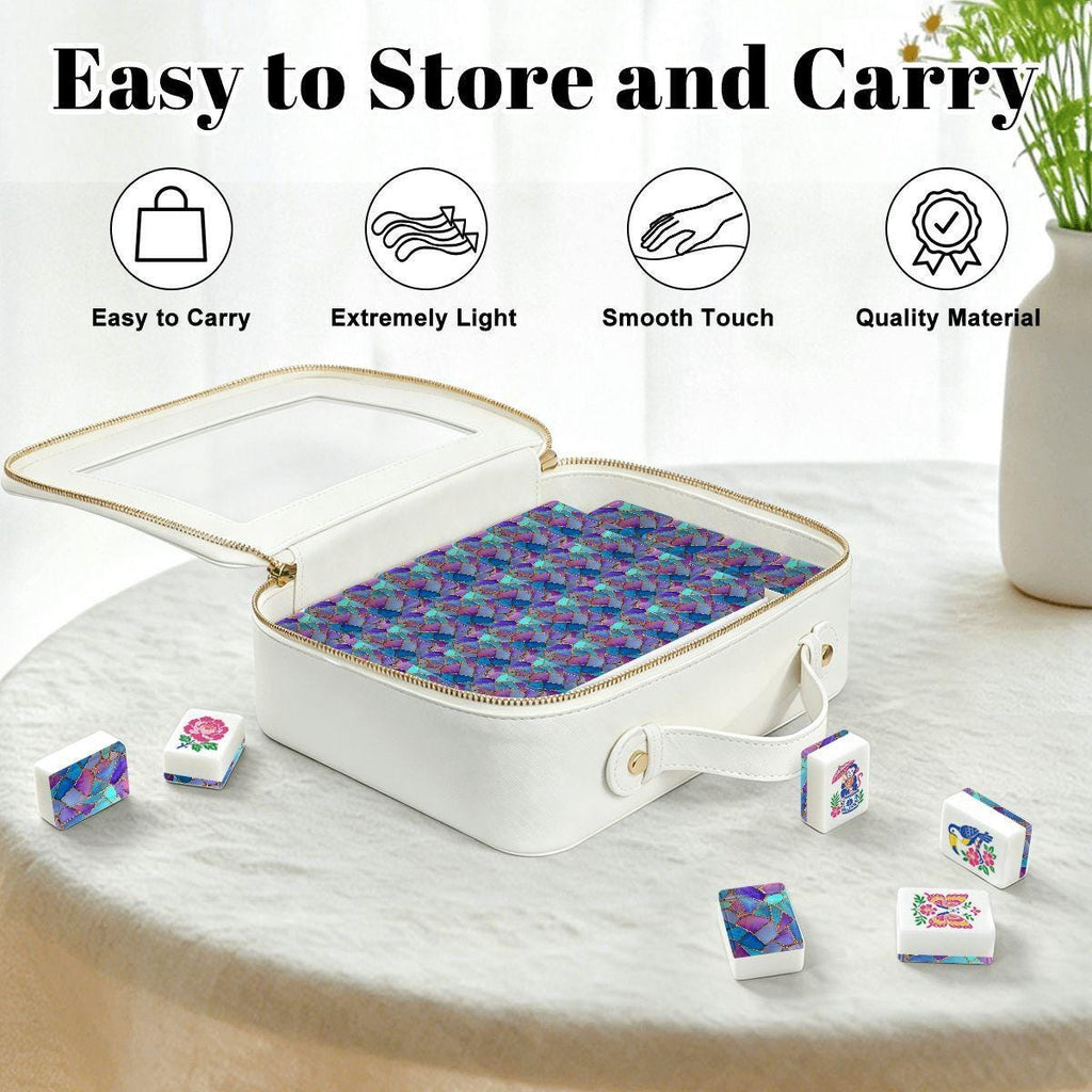 Stained Glass Mahjong Tiles, Purple Blue Acrylic American Mahjong Set, 160 Tiles with Jokers