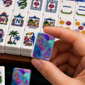Stained Glass Mahjong Tiles, Purple Blue Acrylic American Mahjong Set, 160 Tiles with Jokers