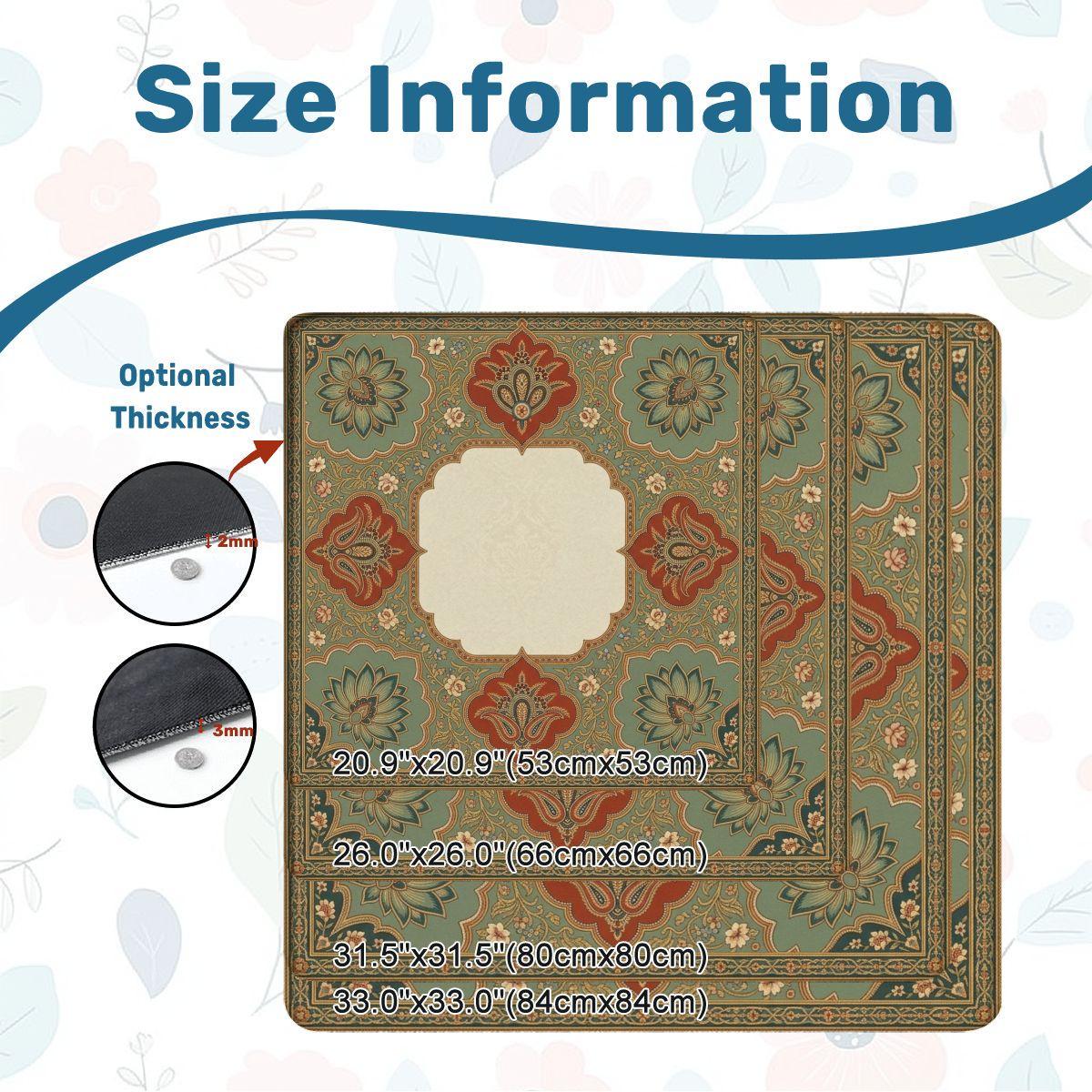 Persian Mahjong Mat, Sage and Terracotta Lotus Medallion Table Mat, Vintage Moroccan Boho Game Night Decor, Non Slip Roll Up