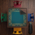 Chinoiserie Mahjong Mat, Green and Gold Oriental Medallion Playmat, Rollable Non Slip Mah Jongg Table Mat, Game Room Decor Gift