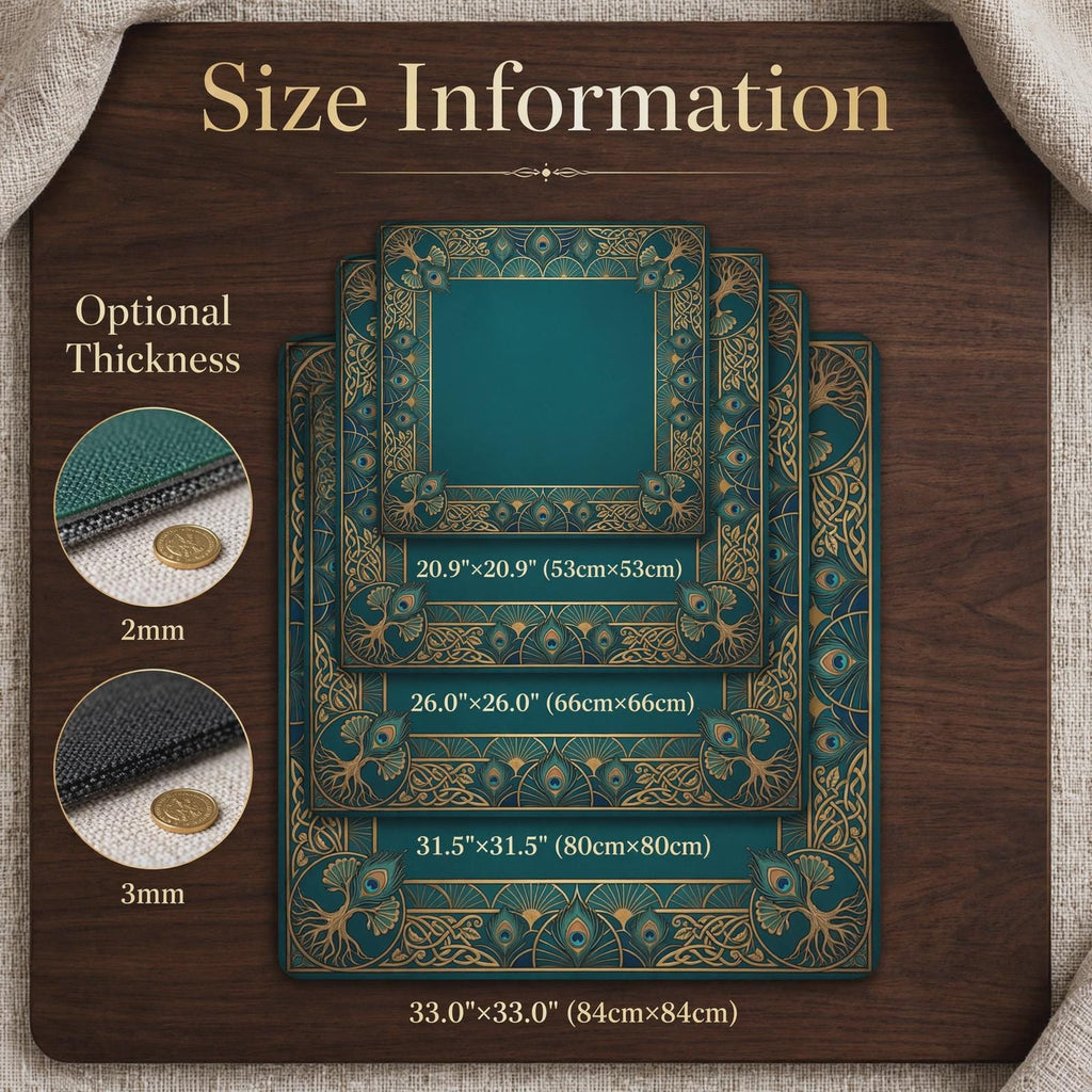 Chinoiserie Mahjong Mat, Green and Gold Oriental Medallion Playmat, Rollable Non Slip Mah Jongg Table Mat, Game Room Decor Gift