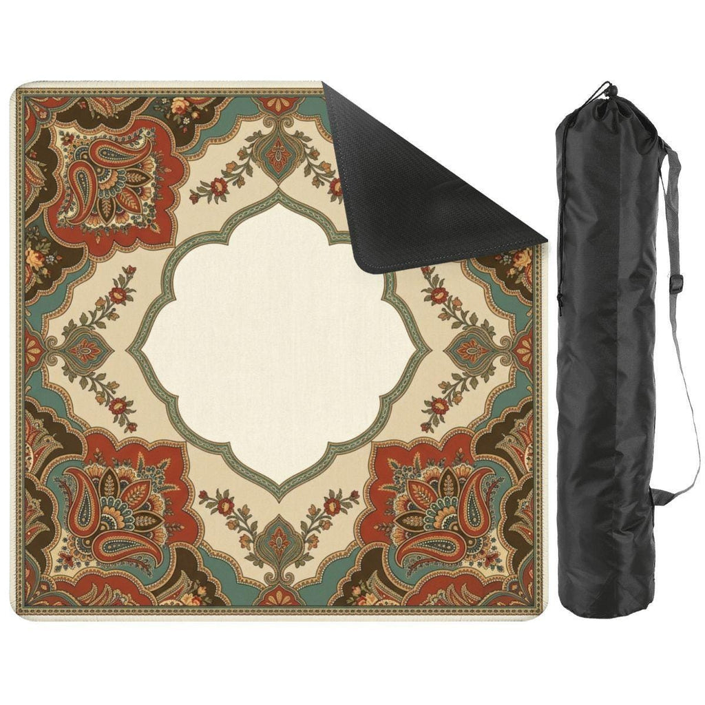 Boho Paisley Mahjong Mat, Rust and Sage Vintage Rug Table Mat, Retro Bohemian Game Night Decor, Non Slip Roll Up Playmat