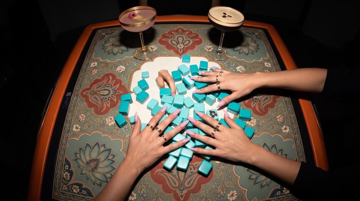 Persian Mahjong Mat, Sage and Terracotta Lotus Medallion Table Mat, Vintage Moroccan Boho Game Night Decor, Non Slip Roll Up
