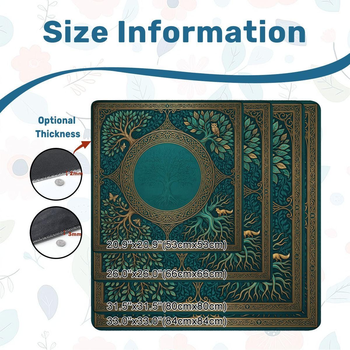 Teal and Gold Mahjong Mat, Coastal Knotwork Medallion Playmat, Turquoise Non Slip Roll Up Mahjongg Pad, Beach House Game Room Decor