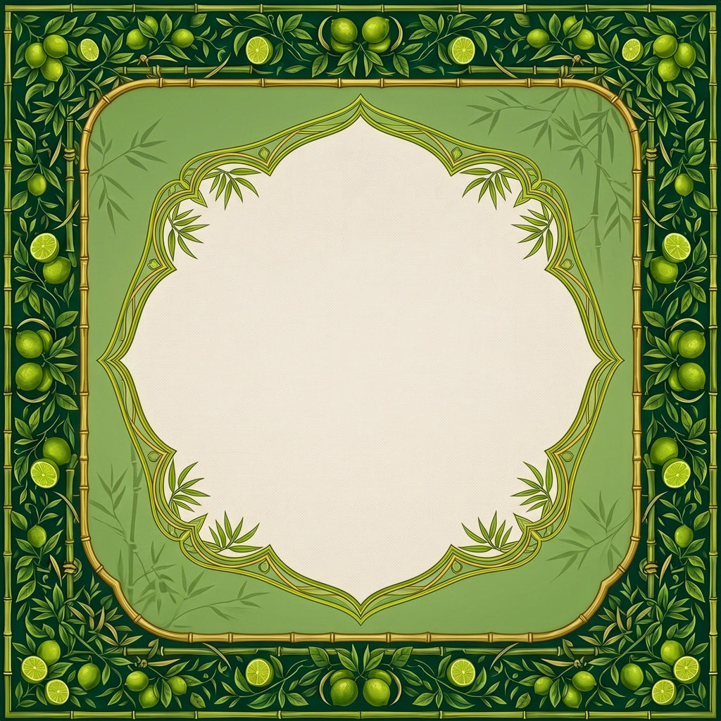 Bamboo and Lime Mahjong Mat, Green Citrus Palm Beach Game Table Mat, Non Slip Roll Up Mahjong Gift with Storage Bag