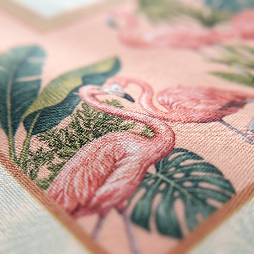 Banana Leaf Tablecloth 55x55, Blush Pink Jungle Mahjong Table Cover, Hollywood Regency Square Linen, Flamingo Game Night Decor, Hostess Gift