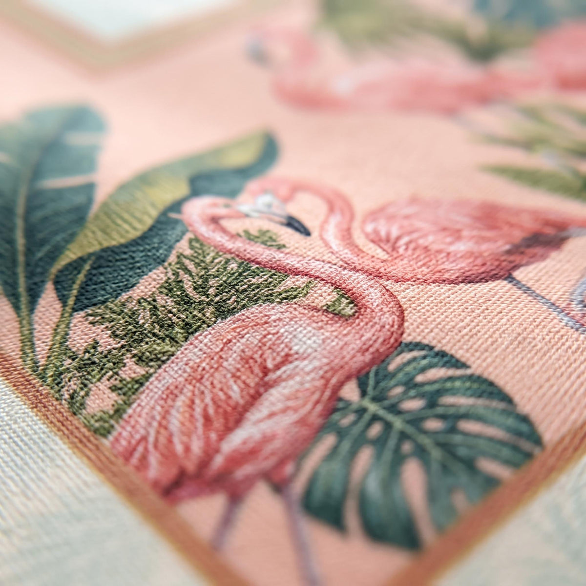 Banana Leaf Tablecloth 55x55, Blush Pink Jungle Mahjong Table Cover, Hollywood Regency Square Linen, Flamingo Game Night Decor, Hostess Gift