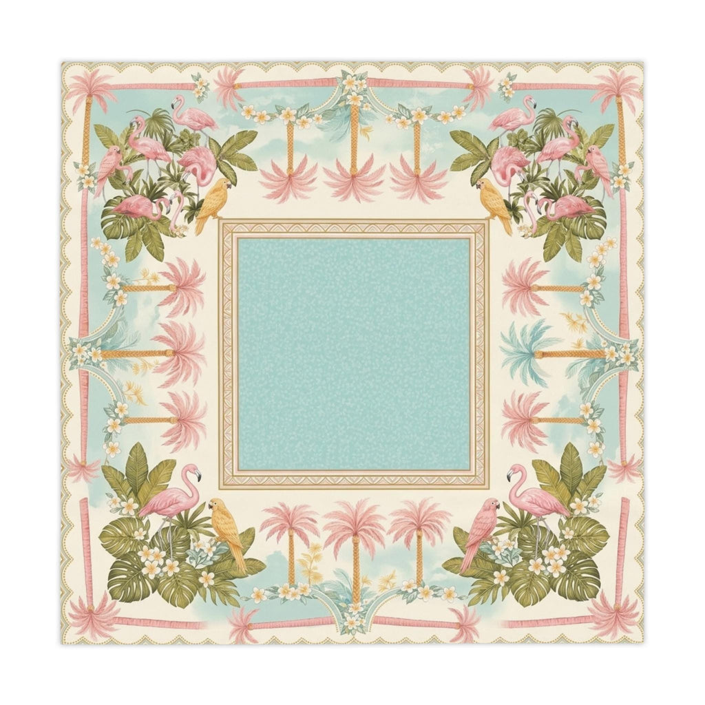 Cockatoo Palm Tablecloth 55x55, Pink Plumeria Mahjong Table Linen, Pastel Resort Square Table Cover, Preppy Decor, Mahjong Ladies Gift