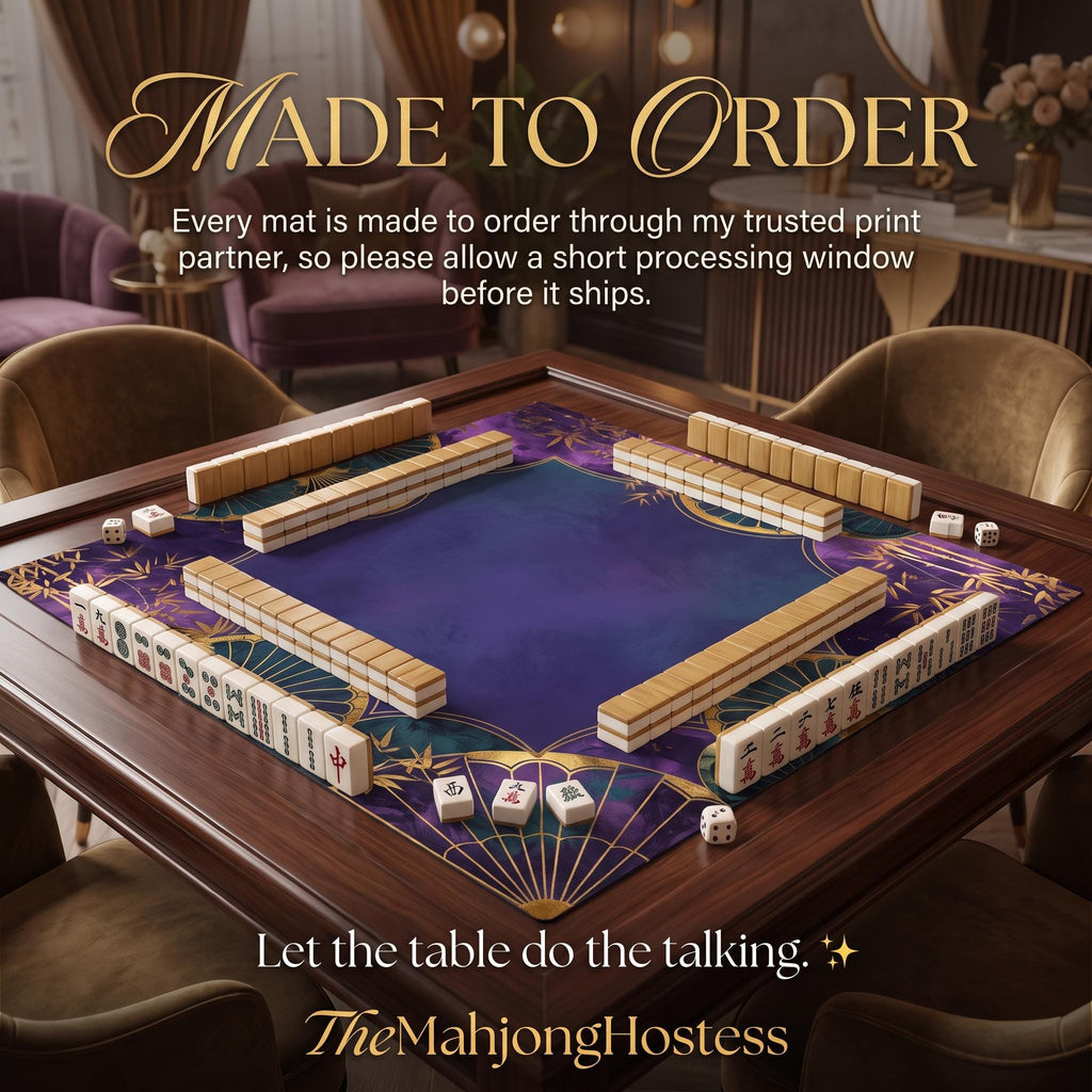 Purple & Gold Art Deco Mahjong Mat, Geometric Sunburst Table Cover, Rollable Non-Slip, Mahjong Hostess Gift, Old Hollywood Game Night